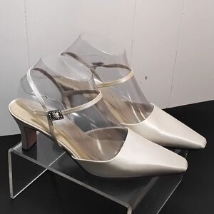 Grace Cream Pointed Slingback Heels
